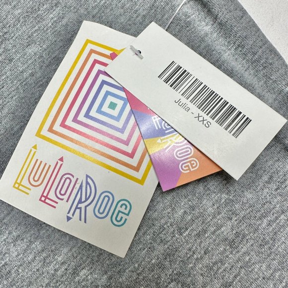 LuLaRoe Retired Julia Dress XXS Gray Body Black Raglan Short Sleeves FormFit NWT - Picture 4 of 9